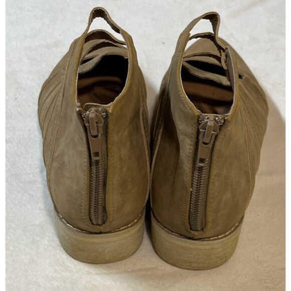 Mi.iM Suede Ankle Boots Size 8 1/2 Tan Brown Zipper Heel Pointed Toe 1" Heel - Picture 7 of 9